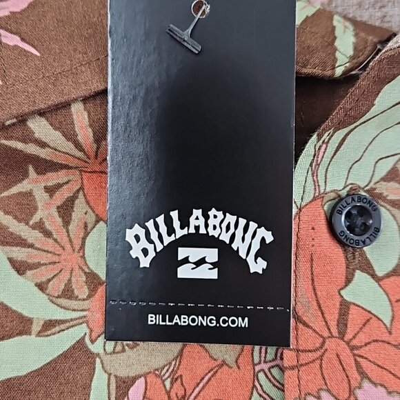 Billabong Hawaiian Shirt Women's S Brown Floral NEW Short Sleeve NWT MSRP $66 - Picture 8 of 16